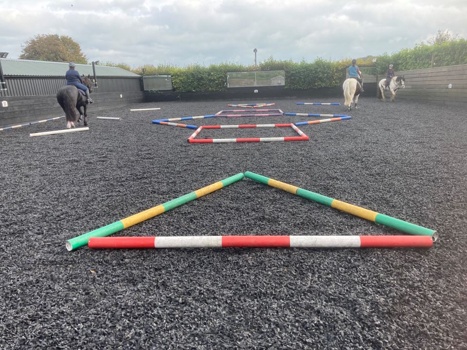 Outdoor arena with jumps