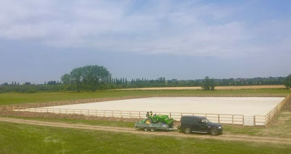 Sand arena with fence