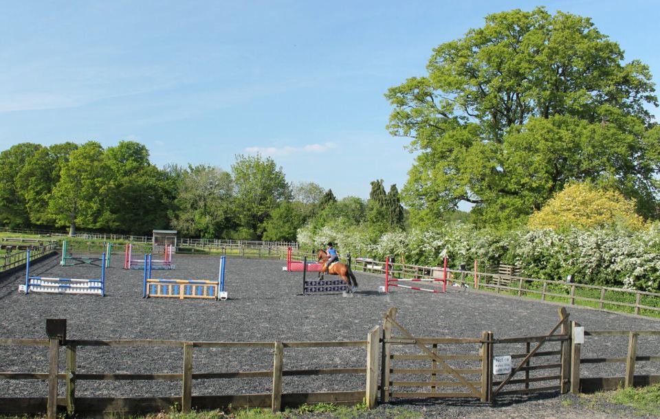 Outdoor arena with jumps