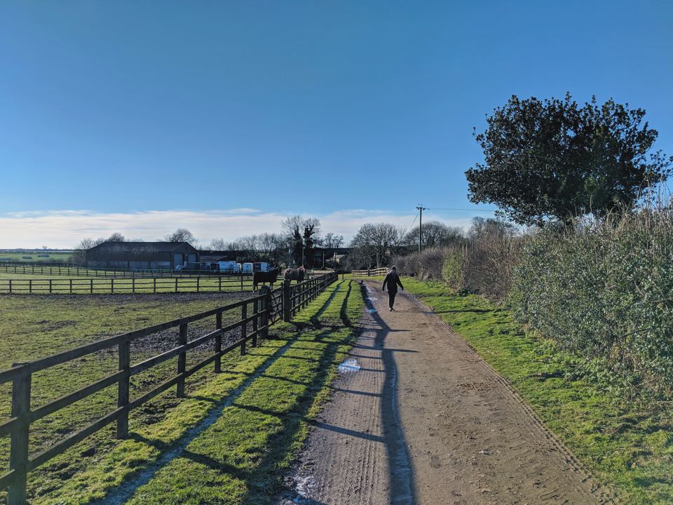 Track beside fields