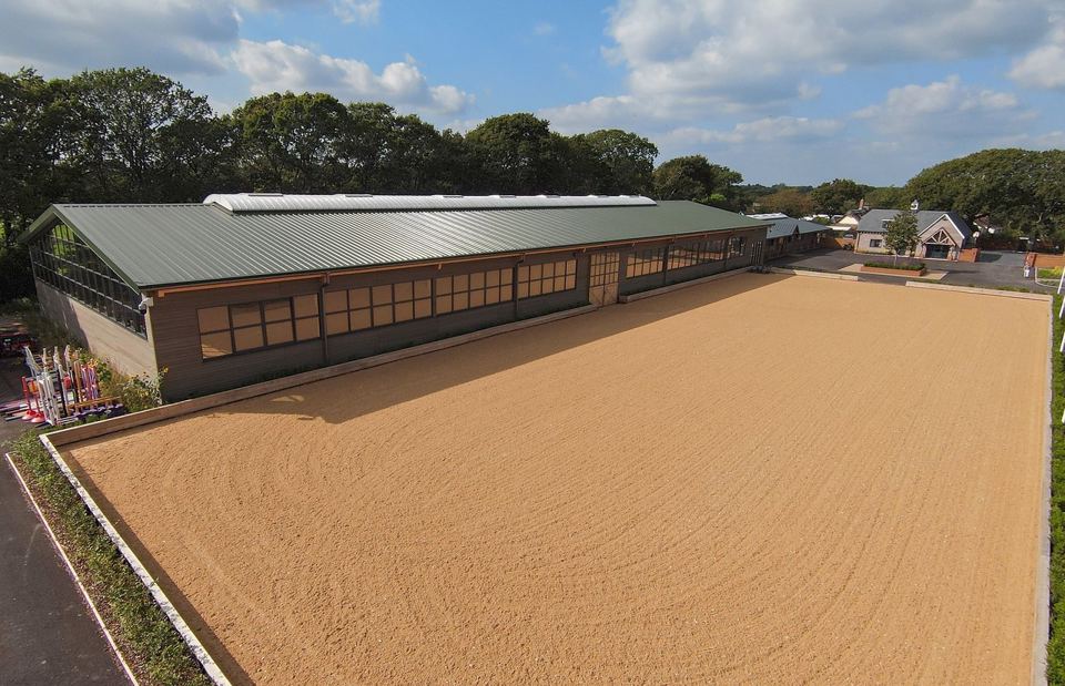Arena and barn from above
