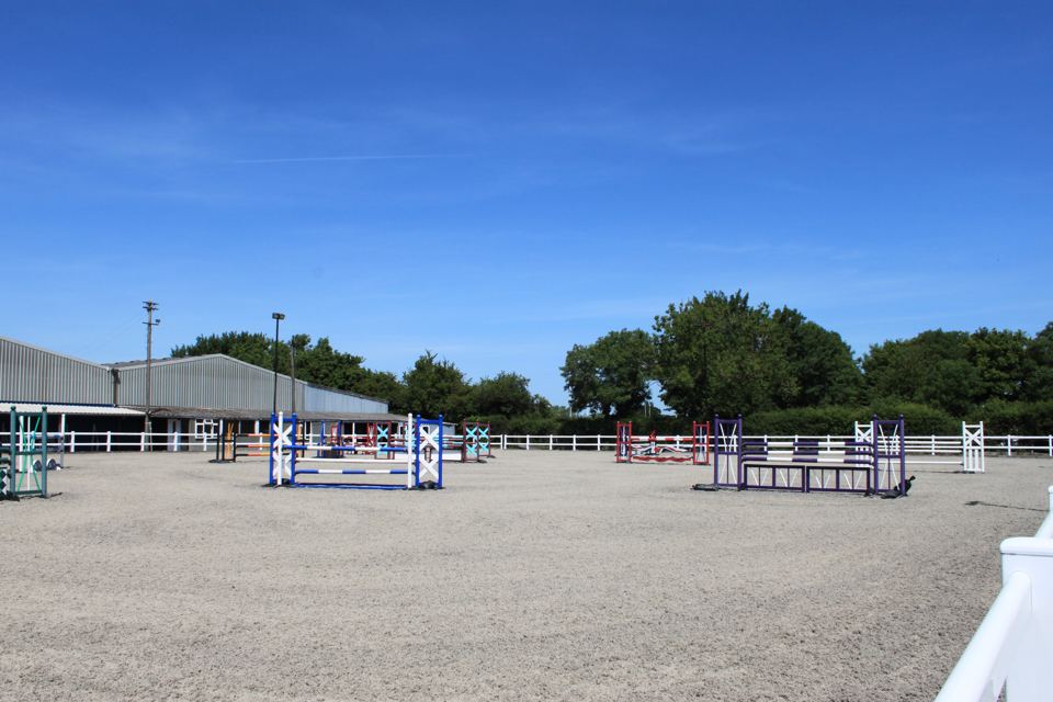 Outdoor arena with jumps