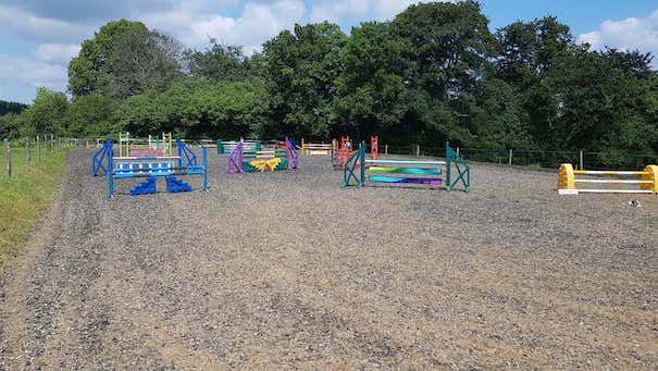 Outdoor arena with jumps
