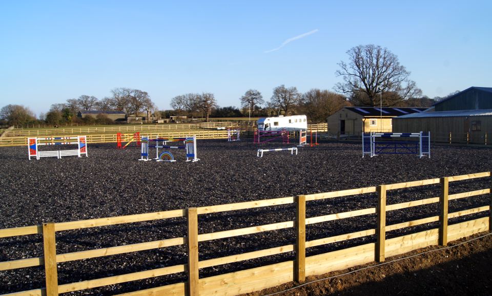 Outdoor arena with jumps